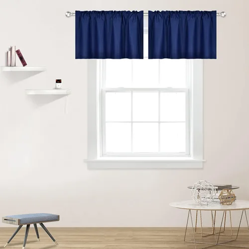 Vista 29 de DECOVSUN Cenefas Aqua para ventanas de cocina, con bolsillo para barra, opacas, con aislamiento térmico, 1 panel de 42 x 18 pulgadas