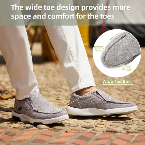 Vista 7 de OrthoComfoot Zapatos ortopédicos cómodos sin cordones para hombre con soporte de arco, mocasines ortopédicos para fascitis plantar, zapatos de lona