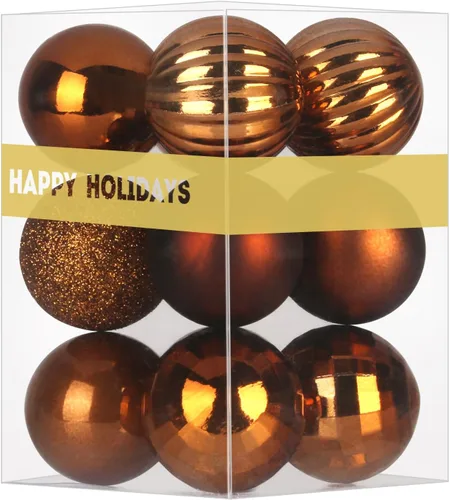 Vista 106 de Esferas pequeñas de Navidad de bronce y dorado de 1.6 pulgadas, adornos para decoración de árbol de Navidad, bolas colgantes inastillables