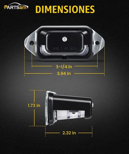Vista 7 de Partsam Luz de matrícula LED impermeable de 12V CC con luz para placa de licencia, soporte con orificio de drenaje, carcasa de ABS, lente de PC