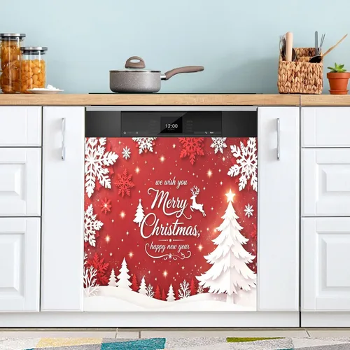 Vista 18 de Christmas Family Gnomes Dishwasher Magnet Cover Refrigerator Door Cover Magnectic Sticker Kitchen Panel Decal Appliances Decor 23x26inch Multi 1