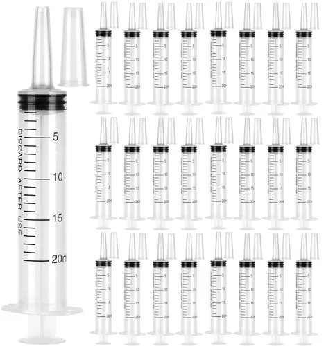 Vista 11 de Paquete de 24 jeringas de plástico de 0.0 fl oz con tapas, estériles, selladas individualmente para rellenar líquidos precisos, medir y alimentar