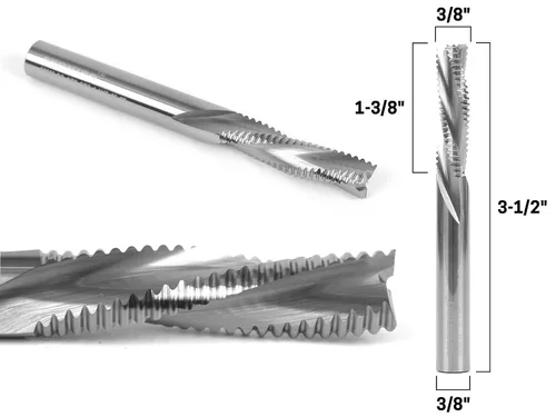 Vista 2 de YONICO Fresa de extremo más rugosa del CNC del carburo sólido del carburo del espiral 3 de la flauta 3/8 de pulgada de diámetro 3/8-Inch Shank