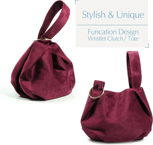 Vista 3 de Bolso de mano de terciopelo con asa superior para mujer, pequeño bolso de mano
