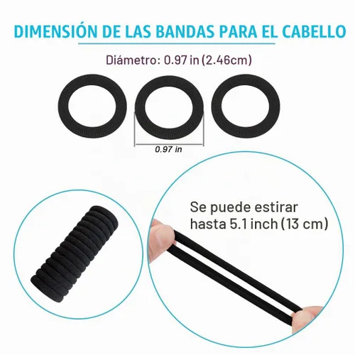 Vista 4 de Cintas elásticas para el pelo de bebé, bandas elásticas para el cabello pequeñas para niñas, bandas elásticas para coletas (negro)
