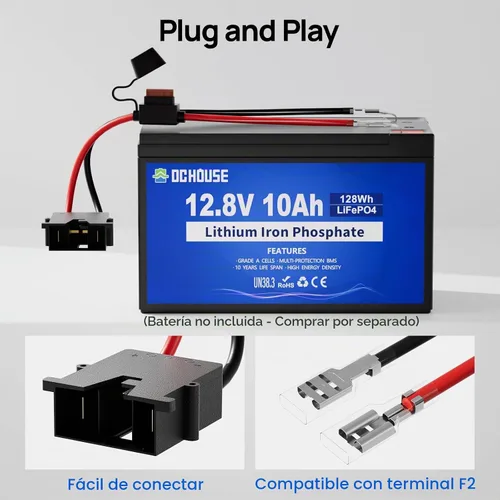 Vista 4 de DC HOUSE - Arnés de cables de 12 V para batería LiFePo4/plomo-ácido 7AH 10AH 12AH