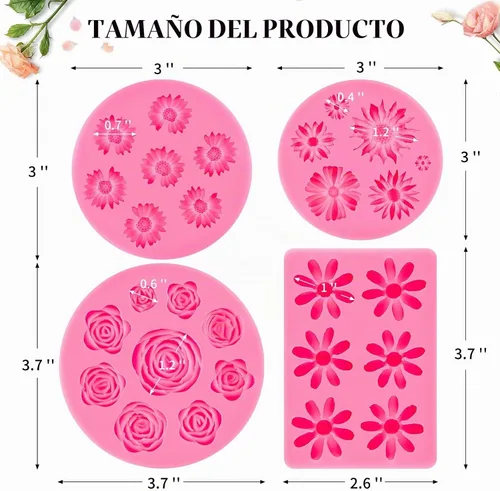 Vista 2 de Puyeipt Moldes de silicona para fondant, paquete de 4