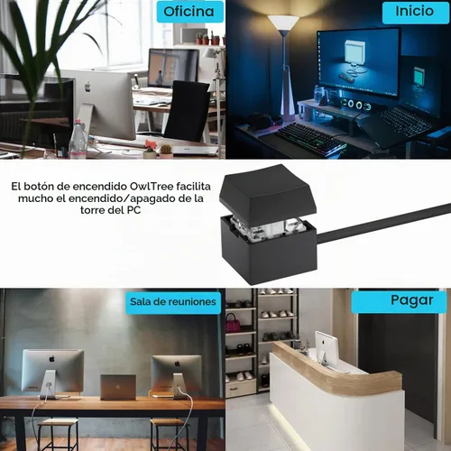 Vista 6 de Interruptor de energía mecánico para computadora de escritorio PC: Extensión de botón de encendido/apagado LED para arranque de placa base