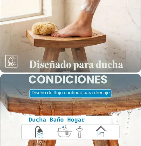 Vista 5 de Banco de teca para la ducha de 18 pulgadas, original de Asia, 304, Marrón, 1, 1