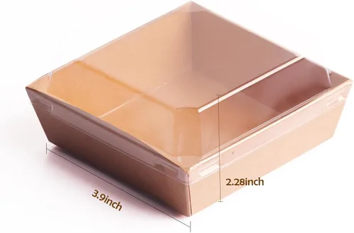 Vista 6 de BUIYLV Paquete de 50 cajas de charcutería con tapas transparentes, cajas de postre marrones de 4 pulgadas para llevar, mini cajas de charcutería