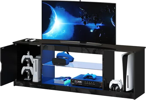 Vista 12 de Bestier - Soporte LED para TV de 57 pulgadas, luz RGB, mármol negro