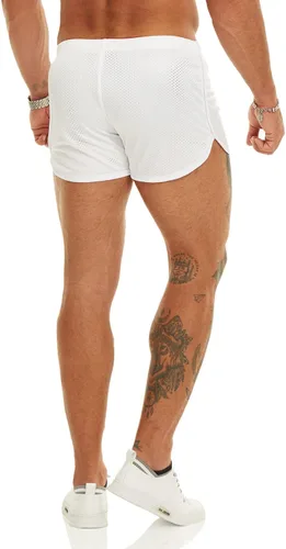 Vista 7 de Ouber Pantalones cortos ajustados para hombre, culturismo, entrenamiento, gimnasio, correr, pantalones cortos de levantamiento ajustados