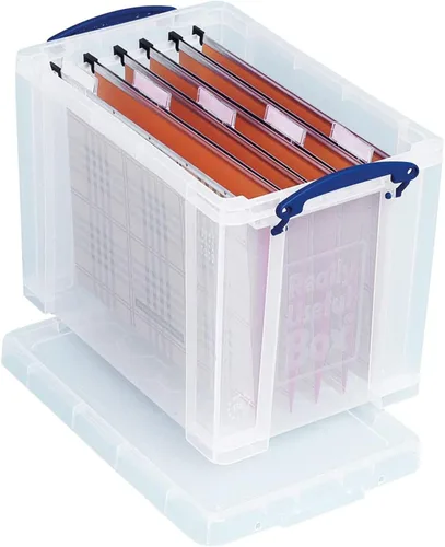 Vista 5 de Really Useful Box - Contenedor de almacenamiento apilable de plástico de 19 litros con tapa de presión y asas con clip de bloqueo incorporado