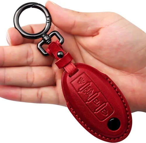 Vista 12 de Tukellen Compatible con llave de Nissan, funda de cuero genuino hecha a mano para Altima Pathfinder Armada Murano Maxima Rogue Infinity Smart Remote