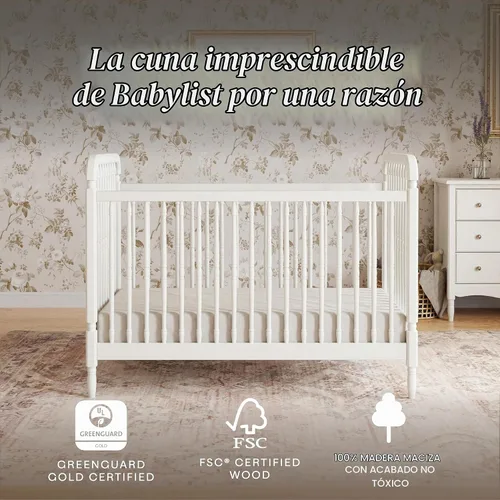 Vista 2 de Namesake Liberty 3-in-1 Convertible Spindle Crib Warm White Blanco cálido