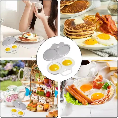 Vista 6 de Cocedor rápido de huevos para microondas, sin aceite, 2 unidades Blanco