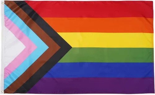 Vista 11 de Homissor Bandera del orgullo de 10 x 15 pulgadas, banderas gay para exteriores, gran arco iris, LGBT, comunidad lesbiana, transgénero, bandera