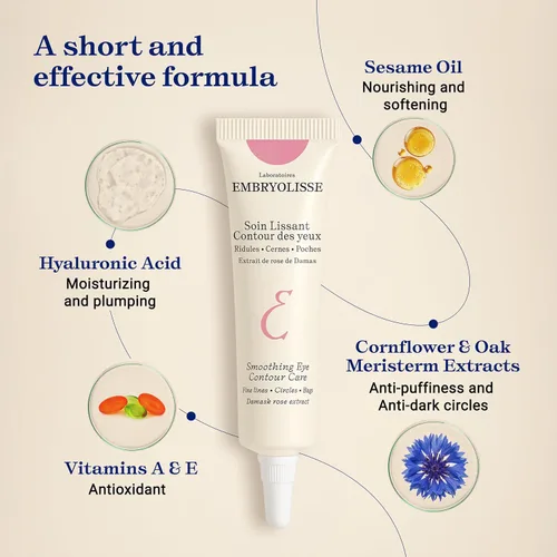 Vista 4 de Embryolisse Cuidado suavizante del contorno de ojos. Tratamiento revitalizante en crema de gel. Reduce líneas finas, círculos, hinchazón, 0.50 onzas