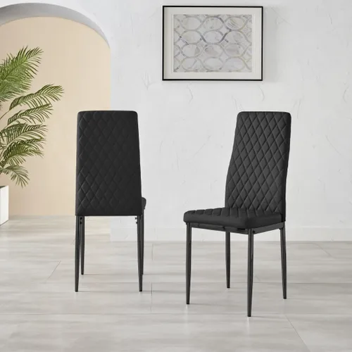 Vista 6 de Furniturebox UK Milan - Juego de 4 sillas de comedor de alta calidad, contemporáneas y lujosas, asientos de comedor de piel sintética de diamante