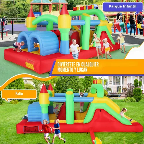 Vista 5 de Whubefy Casa de rebote grande inflable de 18x8.2 pies para niños grandes de 8 a 12 años, casa de obstáculos inflable con doble tobogán, túneles