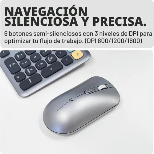 Vista 3 de X9 Combo de teclado y ratón inalámbrico Bluetooth (Bluetooth, 2.4Ghz, USB C con cable) - Teclado y ratón delgados recargables multidispositivo