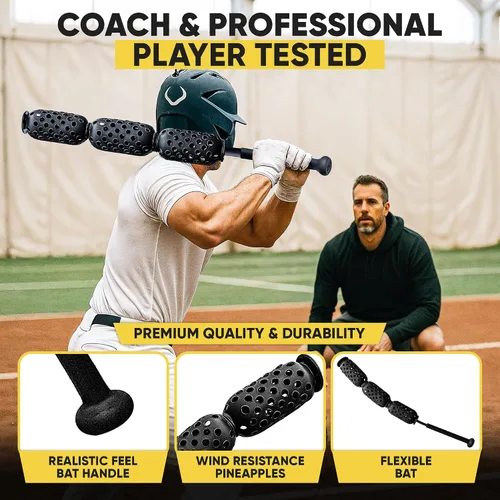 Vista 2 de Aero Swing - Entrenador de swing de béisbol y softbol, las piñas de resistencia al viento del swing del bate generan más velocidad de bate de más