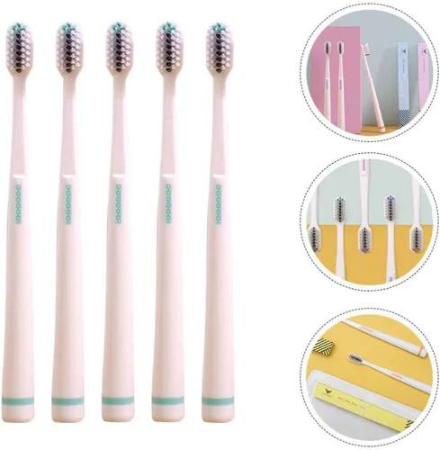 Vista 7 de Cepillos de dientes de viaje, 5 piezas, cepillo de dientes extra para adultos con cerdas micro cepillos de dientes manuales para encías, cepillos