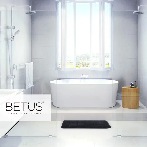 Vista 3 de Betus Tapete de baño de espuma viscoelástica de lujo, absorbente de agua, súper acogedor y antideslizante, lujoso tapete de baño de terciopelo Negro