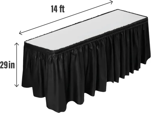 Vista 2 de DecorRack Paquete de 2 faldones de mesa, 29 pulgadas x 14 pies cada uno, sin BPA, desechables, reutilizables, falda rectangular para mantel