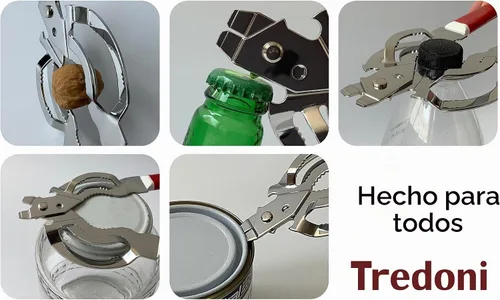 Vista 7 de Tredoni Abrebotellas y tarros de acero inoxidable, fácil agarre de llave