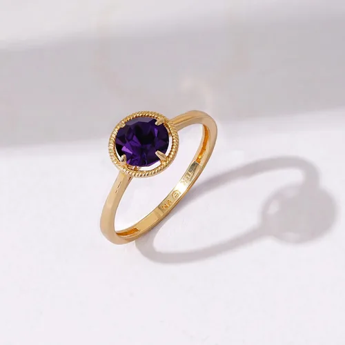 Vista 3 de Tienda Collection Anillo de piedra natal de marzo de cristal importado de oro de 10