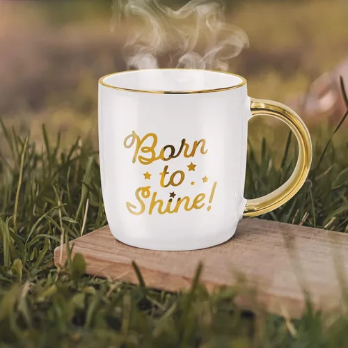 Vista 5 de Taza de café con calentador, taza eléctrica motivacional para amantes del café, regalos para cumpleaños/Navidad, 12oz Born to Shine (caja de regalo)