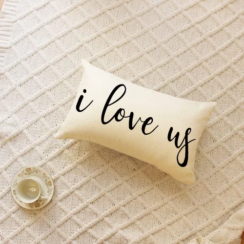 Vista 2 de Ogiselestyle Fundas de almohada de granja con frases I Love Us de 12 x 20 pulgadas, fundas de almohada lumbares decorativas para el hogar, funda