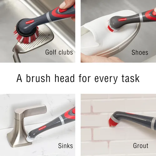 Vista 7 de Rubbermaid Reveal Power Scrubber - Juego de 18 piezas, cepillo eléctrico inalámbrico a batería, resistente al agua, para el hogar, cocina, baño