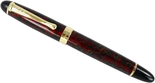 Vista 3 de Pluma Estilográfica Golden Clip Punta Media X450 Con Estuche (Rojo De Lujo Y Dorado)