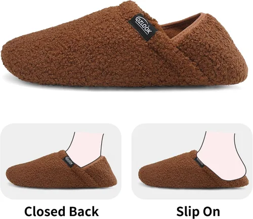 Vista 4 de OZLOOK Slippers for Women Men, Mens Womens House Slippers, Fuzzy Slippers Memory Foam Warm Curly Fur Indoor