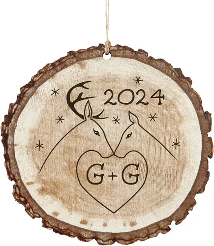 Vista 24 de Let's Make Memories Adorno de Navidad Personalizado para Parejas - Adorno de Navidad 2025 - Decoración de Árbol - Personalizar Mensaje, Año