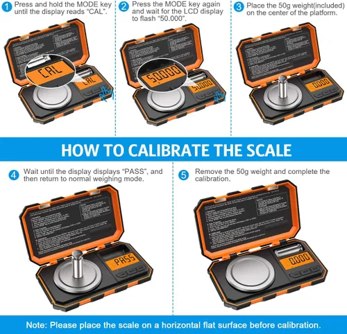 Vista 6 de Báscula digital profesional de miligramo, 1.76 oz (actualizada) báscula de joyería de tamaño de bolsillo de alta precisión máxima, báscula