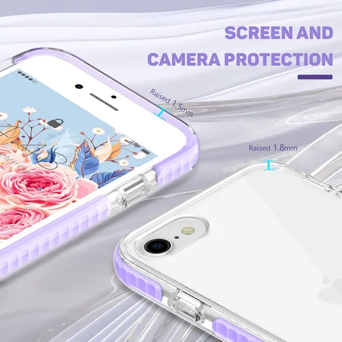 Vista 2 de MATEPROX Funda compatible con iPhone Se 2022, iPhone SE 2020, iPhone 8, iPhone 7, funda transparente, resistente, antiarañazos, antiarañazos, a