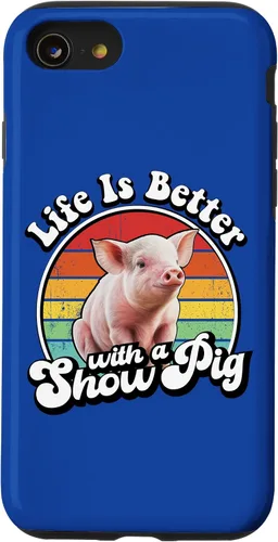 Vista 18 de Mens Womens Retro Vintage Life is Better Cute Show Pig Lover Case for iPhone 17