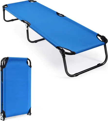 Vista 10 de GYMAX Catre de camping plegable, portátil, ultraligero y compacto, para adultos con tela Oxford, para viajes al aire libre, mochileros, senderismo