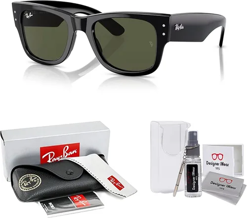 Vista 2 de Ray-Ban RB0840S Mega Wayfarer - Lentes de sol cuadrados para hombre y mujer + paquete con kit de limpieza de diseñador iWear