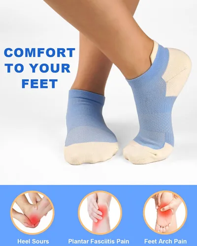 Vista 5 de SOMTWO Ankle Socks Women Running Athletic Low Cut Compression Socks 5-6 Pairs