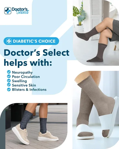 Vista 4 de Doctor's Select Men's Diabetic Socks for Men Size 13-15 - 4 Pairs