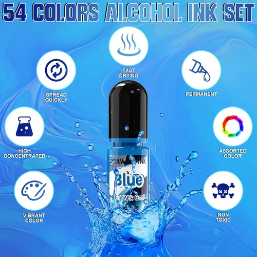 Vista 4 de Alcohol Ink - 54 Colors Alcohol Ink Set, Quick Dry Acrylic Drawing Inks