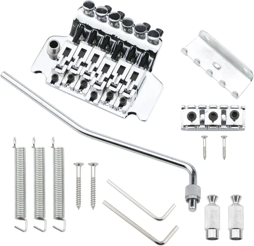 Vista 7 de Puente de trémolo para guitarra eléctrica negra con barra doble de bloqueo Strat para tipo Floyd Rose Electric Guitar Bridge Replacement with