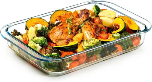 Vista 11 de NUTRIUPS Plato rectangular para hornear de vidrio pequeño 1QT, bandeja