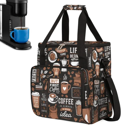 Vista 12 de Bolsa para cafetera compatible con K-Mini o K-Mini Plus Coffee Cup Pattern1 Coffees Machine Travel Storage Tote Bag Compatible Portable Single