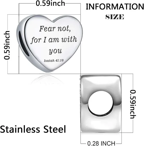 Vista 2 de MUERDOU Pulsera con dije de corazón en forma de versículo bíblico cristiano oración fe joyería religiosa regalos para mujeres