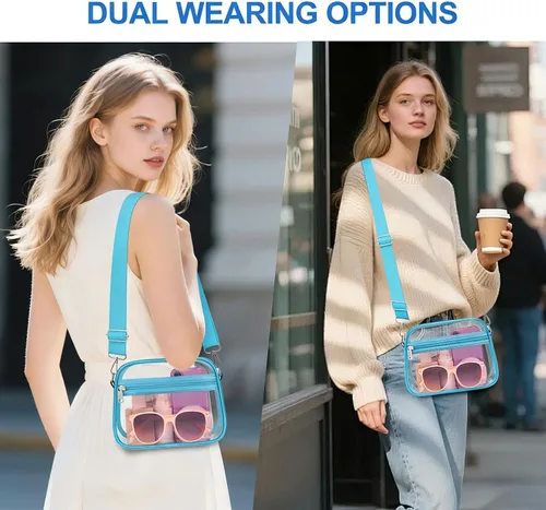 Vista 2 de COK Bolsa transparente para eventos de estadio, bolsas cruzadas para mujeres y hombres, bolso transparente para conciertos y festivales